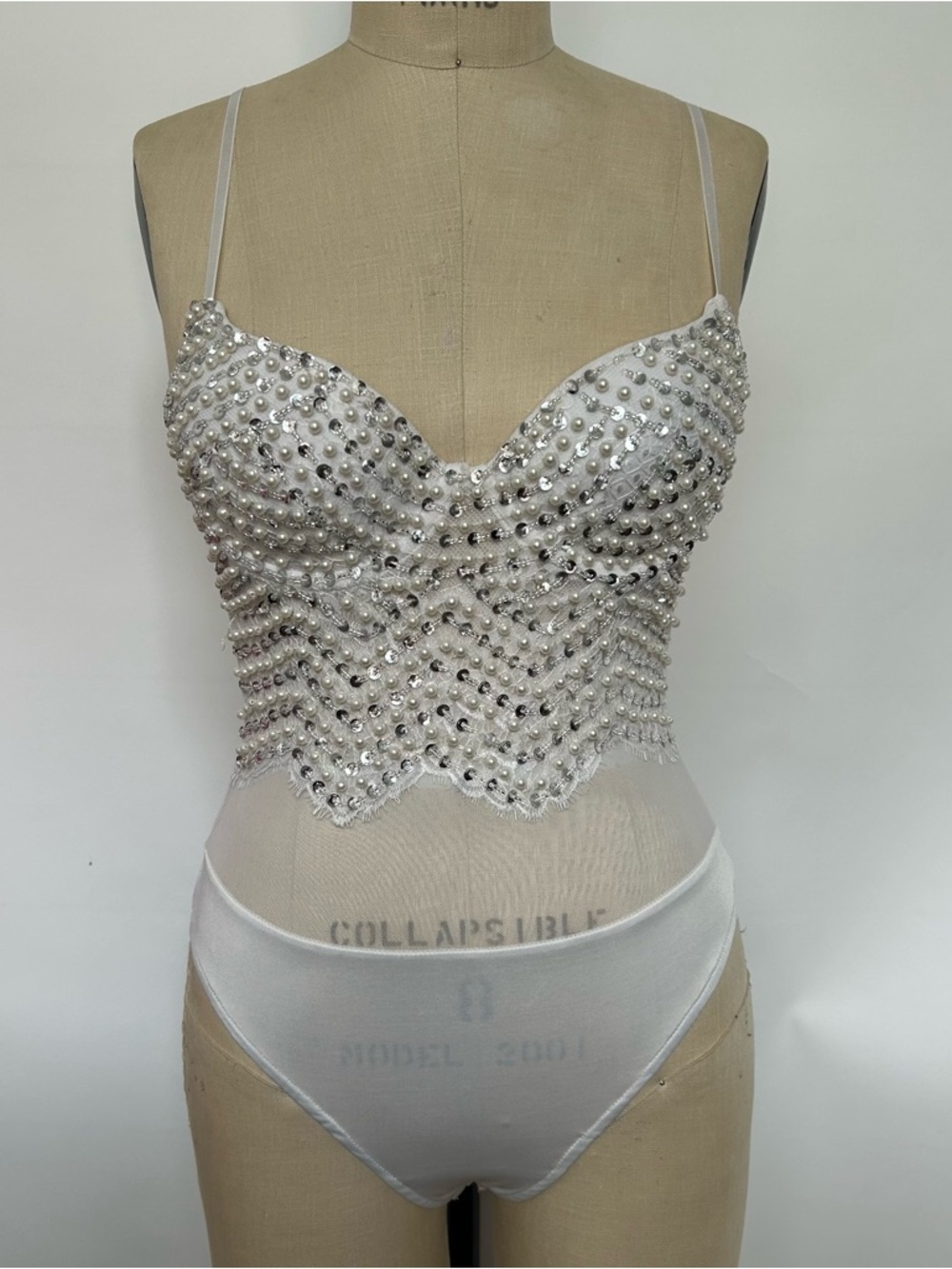 Windsor White Embellished Beaded Bodysuit